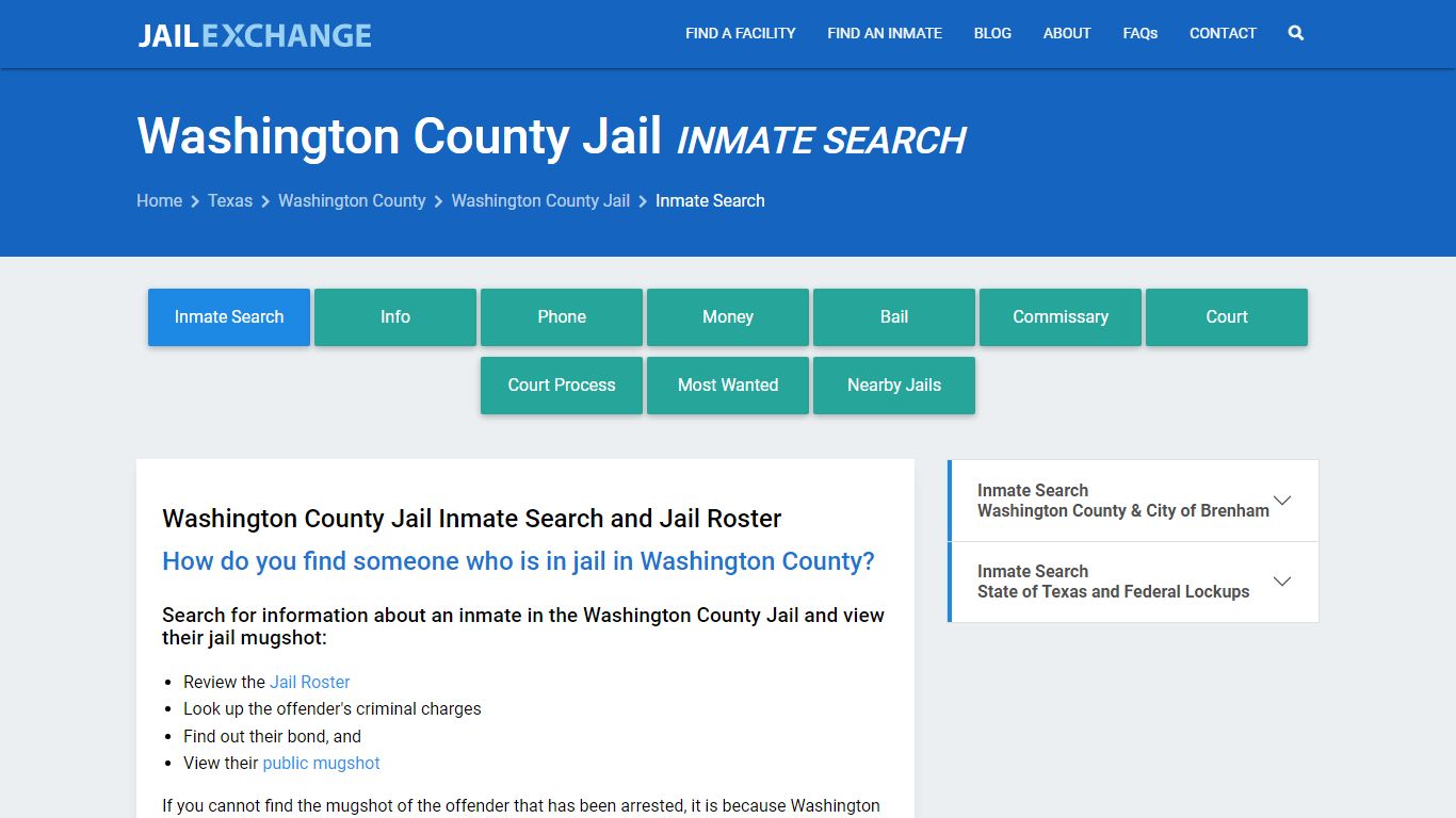 Washington County Jail Inmate Search - Jail Exchange