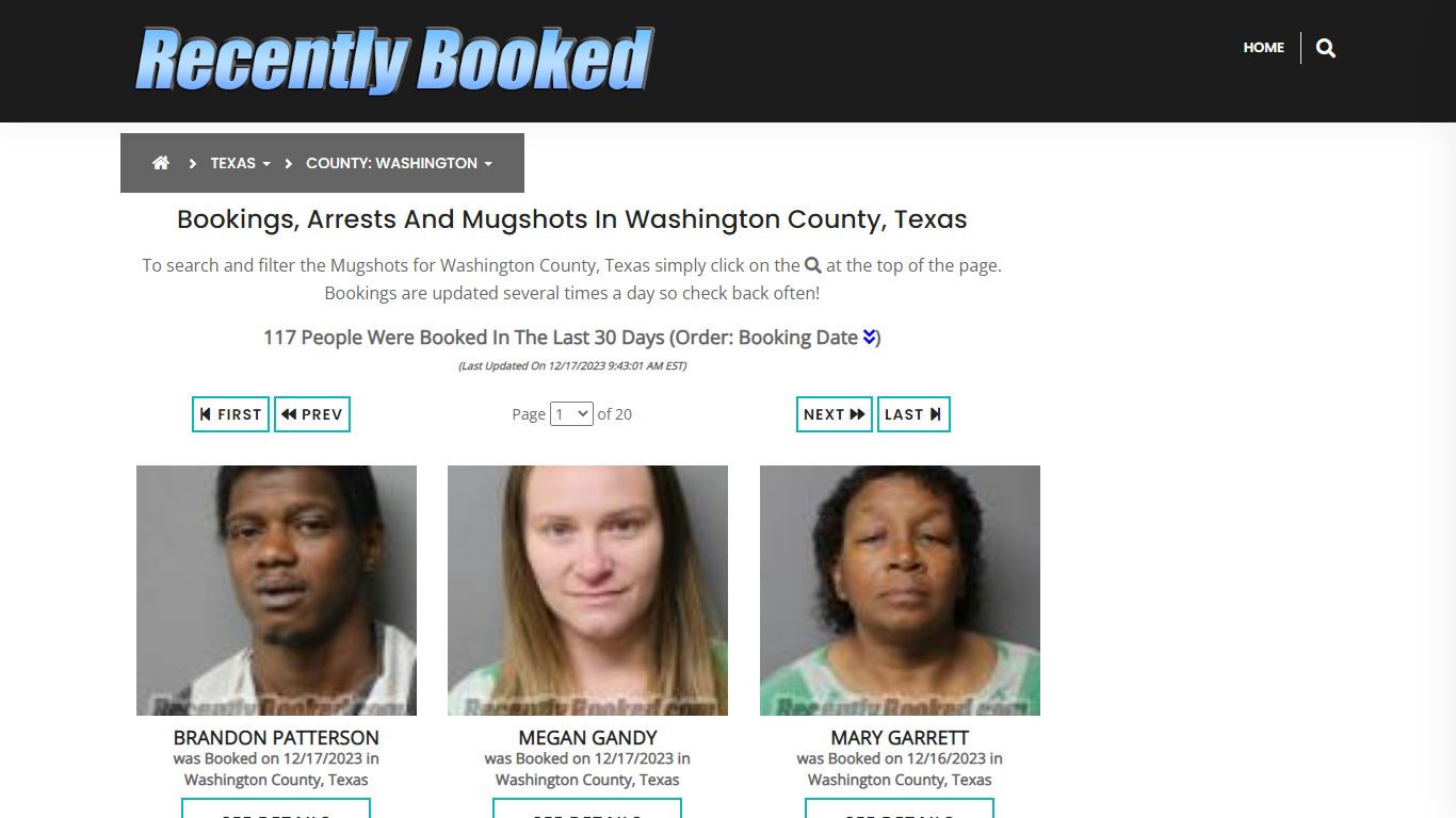 Bookings, Arrests and Mugshots in Washington County, Texas